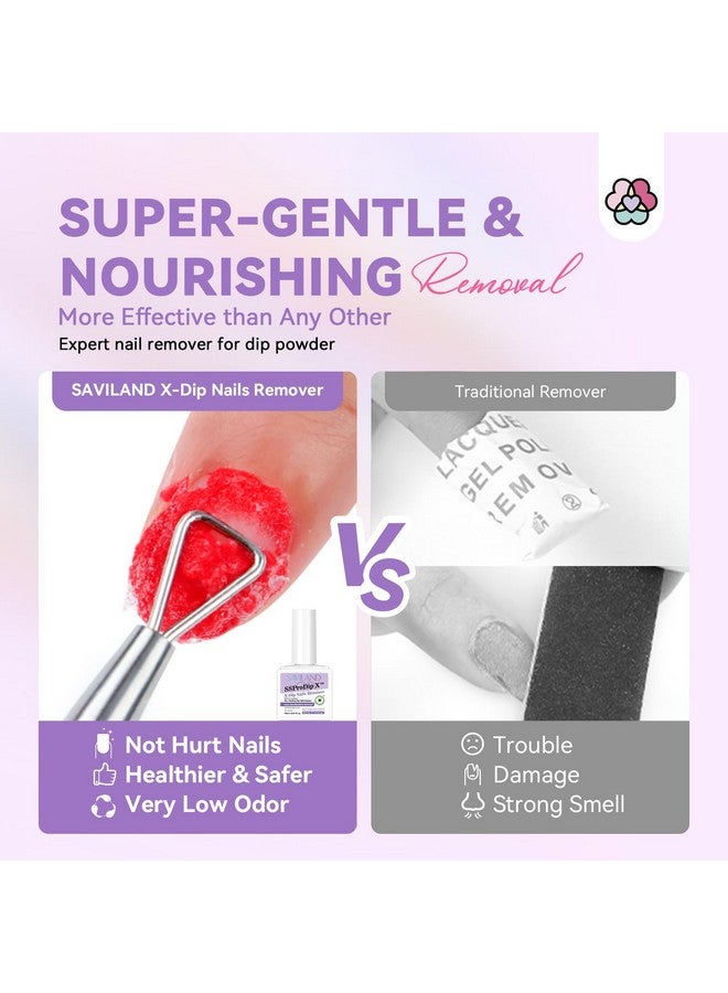 SAVILAND Dip Powder Remover 2 Pcs: Professional Dip Nail Remover Kit Gentle & Safe Remove Dip Nails With Cuticle Oil Nail File Tools Gel Polish Remover No Need Soaking Or Wrapping 0.5 Floz Home Use - Image 4