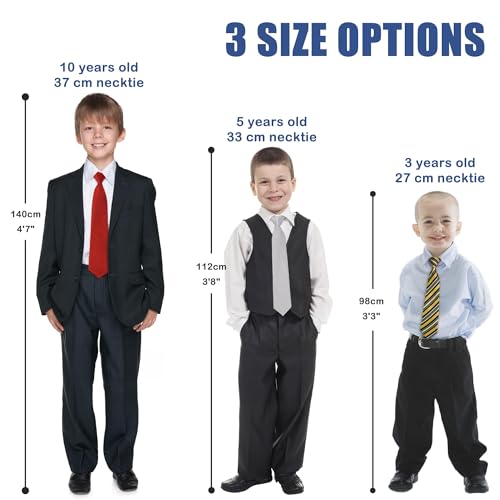 RR DESIGN Kids Tie for Boys Adjustable Satin Neck Tie Youth Child Toddler Necktie Wedding Graduation School Uniform Free Size Age (Plain Navy Blue, 6-14 Years) - Image 5