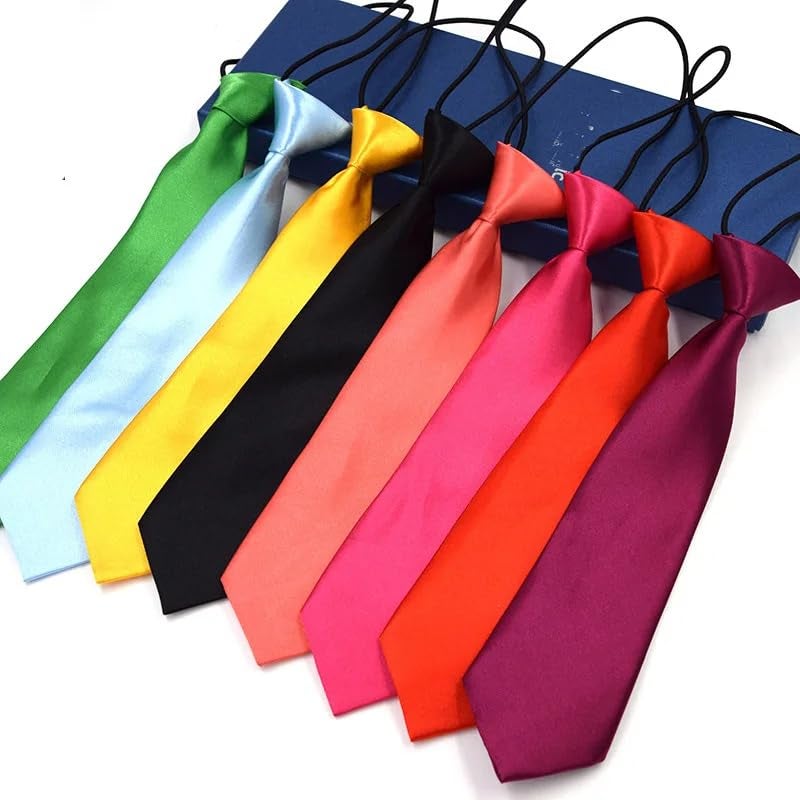 RR DESIGN Kids Tie for Boys Adjustable Satin Neck Tie Youth Child Toddler Necktie Wedding Graduation School Uniform Free Size Age (Plain Navy Blue, 6-14 Years) - Image 3