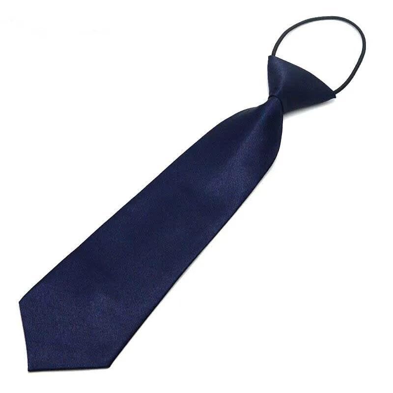 RR DESIGN Kids Tie for Boys Adjustable Satin Neck Tie Youth Child Toddler Necktie Wedding Graduation School Uniform Free Size Age (Plain Navy Blue, 6-14 Years) - Image 1
