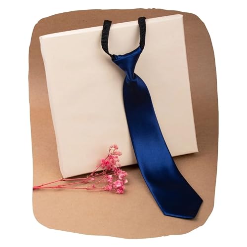 RR DESIGN Kids Tie for Boys Adjustable Satin Neck Tie Youth Child Toddler Necktie Wedding Graduation School Uniform Free Size Age (Plain Navy Blue, 6-14 Years) - Image 2