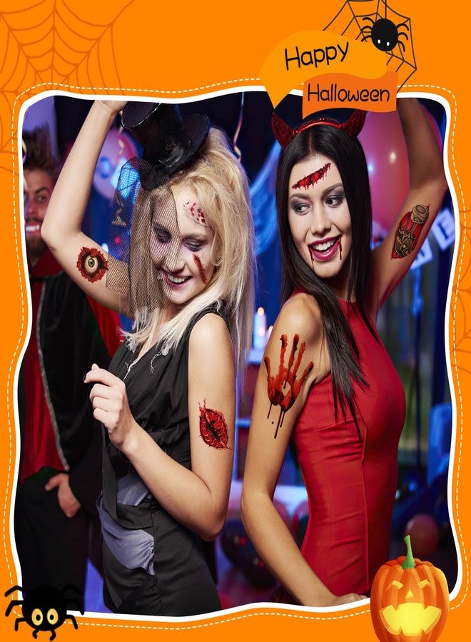YouNuo 30 Sheets Halloween Temporary Tattoos, Horror Stitch Scar Scab Zombie Makeup Tattoos Stickers, Realistic Bloody Fake Wound for Chucky Costume Party, Women & Men, Waterproof - Image 5