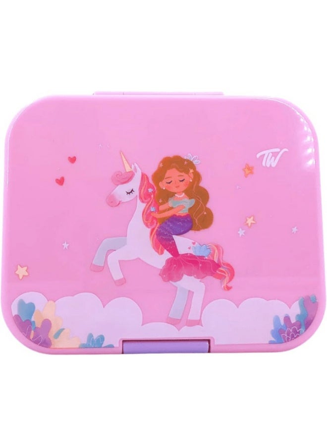 Tiny Wheel 4-Compartment Unicorn Theme Bento Box for Kids Pink and Purple - Image 1