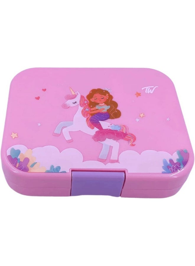 Tiny Wheel 4-Compartment Unicorn Theme Bento Box for Kids Pink and Purple - Image 2