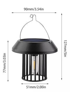 SHOPLUV SHOPLUV Solar Light Outdoor Hanging Vintage Metal Solar Lantern Light with Waterproof Edison Bulb Decorative for PatioBackyard Warm Yellow Light Pack of 1  - Image 4