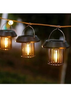 SHOPLUV SHOPLUV Solar Light Outdoor Hanging Vintage Metal Solar Lantern Light with Waterproof Edison Bulb Decorative for PatioBackyard Warm Yellow Light Pack of 1  - Image 2