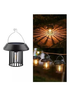 SHOPLUV SHOPLUV Solar Light Outdoor Hanging Vintage Metal Solar Lantern Light with Waterproof Edison Bulb Decorative for PatioBackyard Warm Yellow Light Pack of 1  - Image 3