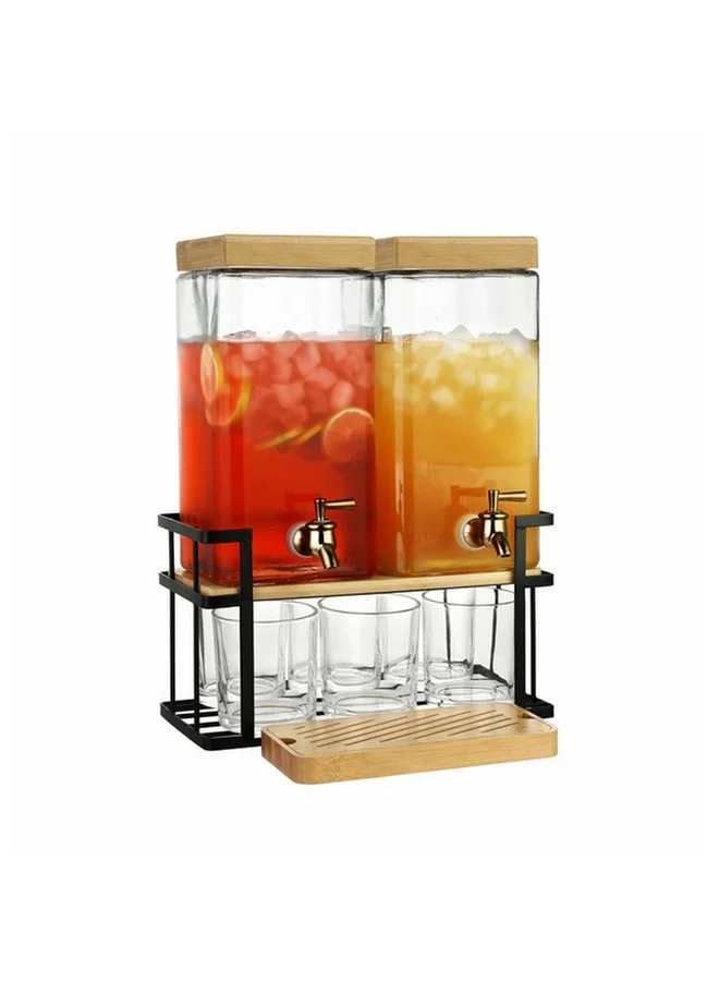 Bien Servi 10-Piece High Quality Glass Dispenser with Iron Base Multicolor 52 x 16 x 31 cm 38110