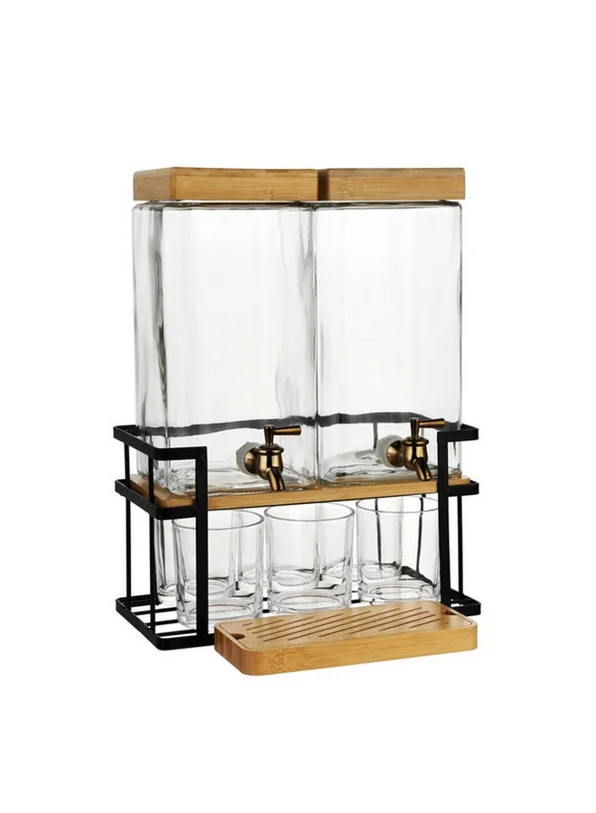 Bien Servi 10-Piece High Quality Glass Dispenser with Iron Base Multicolor 52 x 16 x 31 cm 38110