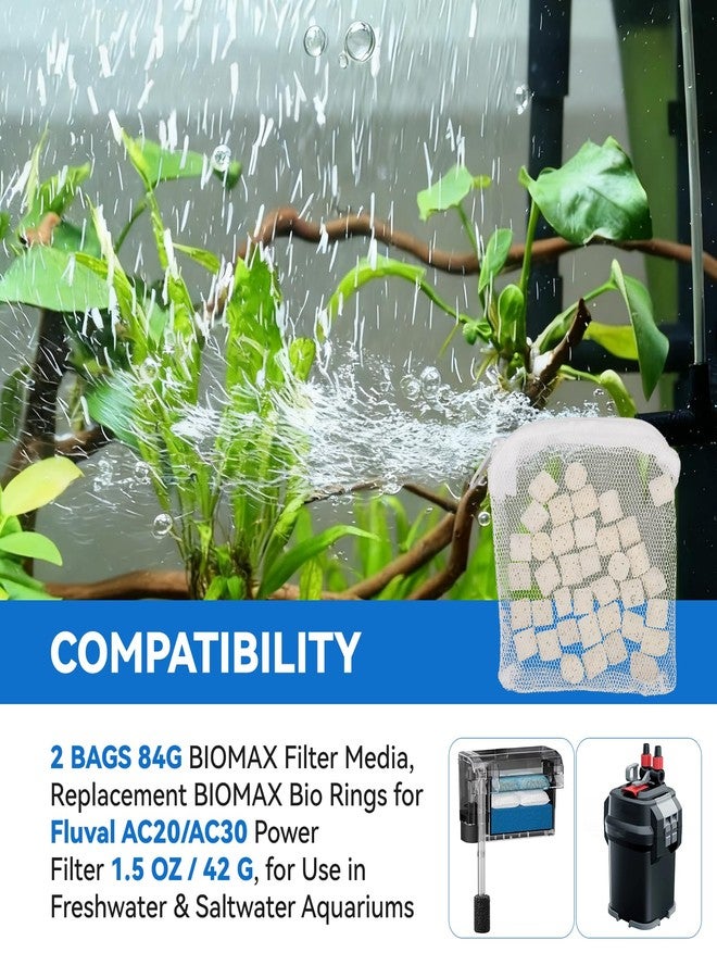 عبوتان من وسائط ترشيح Bio-max، وزن كل منهما 84 غرامًا، وحلقات Bio-max بديلة لفلتر Fluval AC20 AC30 Power، وزن كل حلقة 42 غرامًا، Bio-max لفلتر أحواض السمك، للاستخدام في أحواض المياه العذبة والمالحة. - Image 3