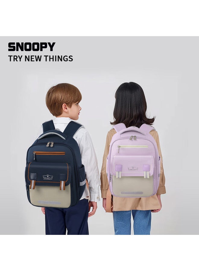 Snoopy Elementary School Backpack For Grades 1-4, Cloud-shaped Lightweight Spine-protecting Backpack, Double Shoulder Children's Schoolbag For Boys, Purple - Image 1
