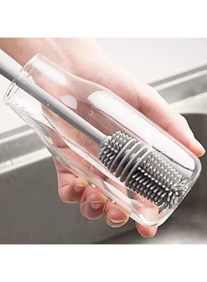 Silicone brush for washing bottles - multi-colored