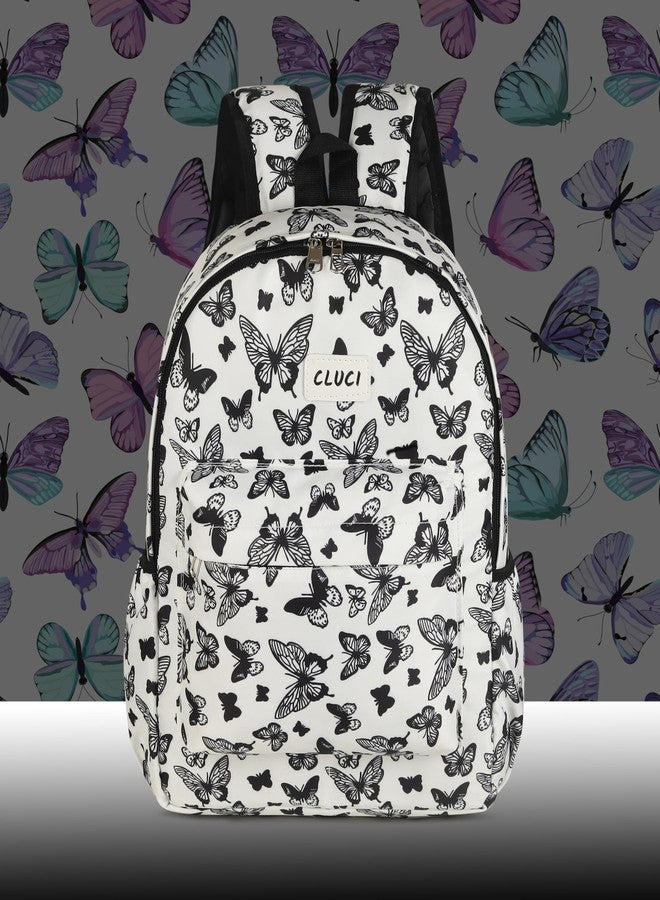 CLUCI Luxury White Butterfly Printed Backpack: Heavy Duty, Large Capacity, Waterproof Design With Multifunction Utility Designed For Travel, School, Kids And Everyday Adventures - Image 5
