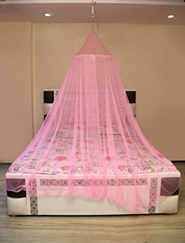Creative Textiles Polyester Portable Lightweight Mosquito Net Pop-Up Tent for Home and Travel (Double Bed, Pink) - Image 1
