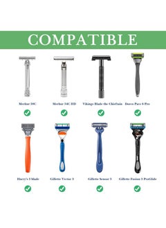 Linkidea Linkidea 2 Pack Safety Razor Stand, Opening Dia 0.7" (18.5mm) Men's Shaving Stand for Bathroom Countertops, Compatible with Gillette Mach 3 (Silver)  - Image 2