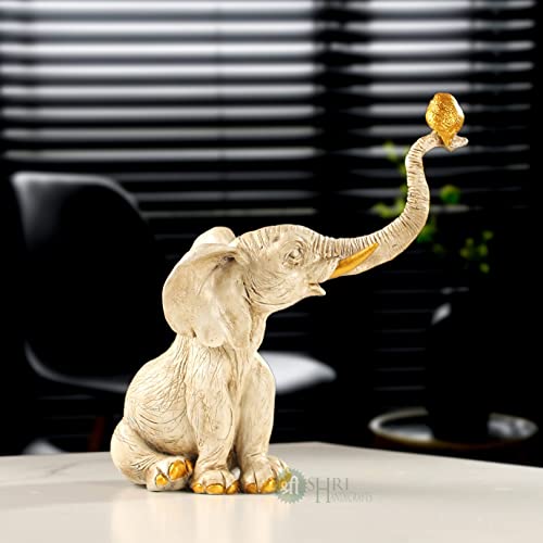 Profound Craft Resin 9" Elephant Statue with Bird Sitting on Trunk Showpiece for Home Decor (18X10X22 cm) - Image 1