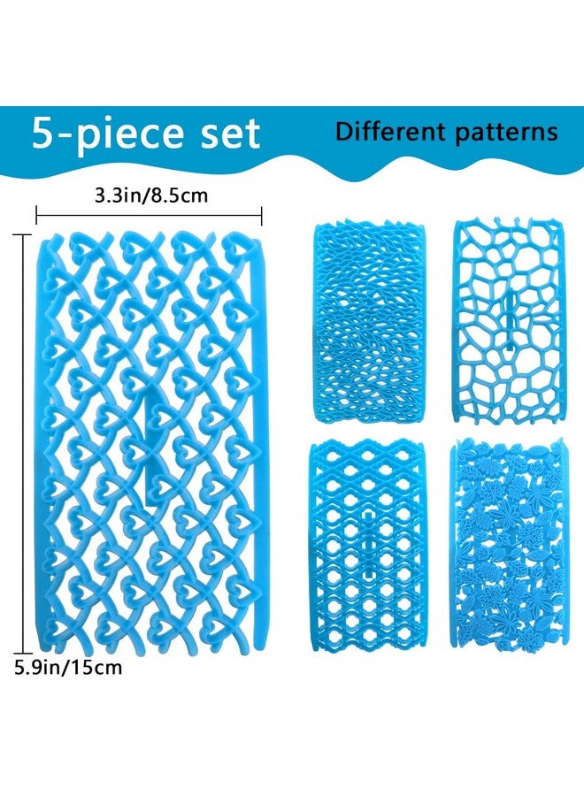 Hengke 5 Pcs Cake Fondant Embossing Mould Cake Decor Fondant Impression Mold Set Different Patterns Fondant Embosser Baking Decoration Mold For Fondant Cake Candy Chocolate Cookie Cupcake - Image 2