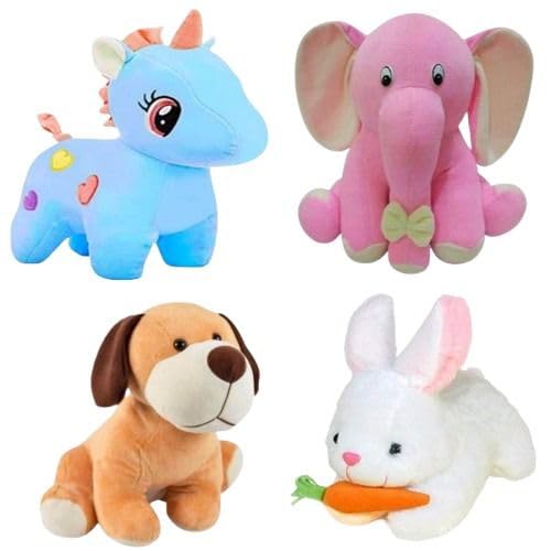Future Shop Pack of 4 Soft Toys Combo for Kids & Babies | Unicorn, Elephant, Puppy & Bunny Plush Toy Set | Stuffed Animals | Baby Toys Gift Set - Image 4