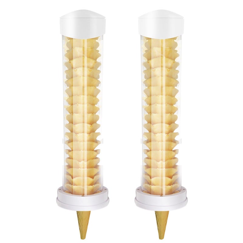 Saladulce Ice Cream Cone Dispenser Holder 2PCS Wall Mount Cone Holder with 2 gaskets, 16’’L x 3’’ Dia Cone Sleeves - Image 1