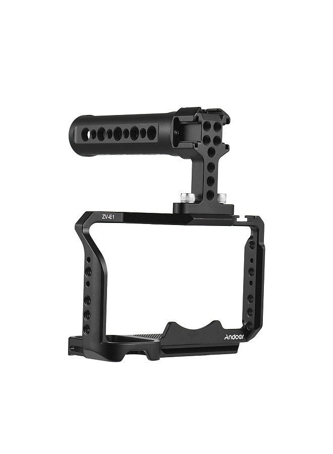 ANDOER Andoer Camera Cage + Top Handle Kit Aluminum Alloy Camera Video Cage with Cold Shoe Mounts Numerous 1/4 Inch Threads Replacement for Sony ZV-E1 Camera  - Image 4
