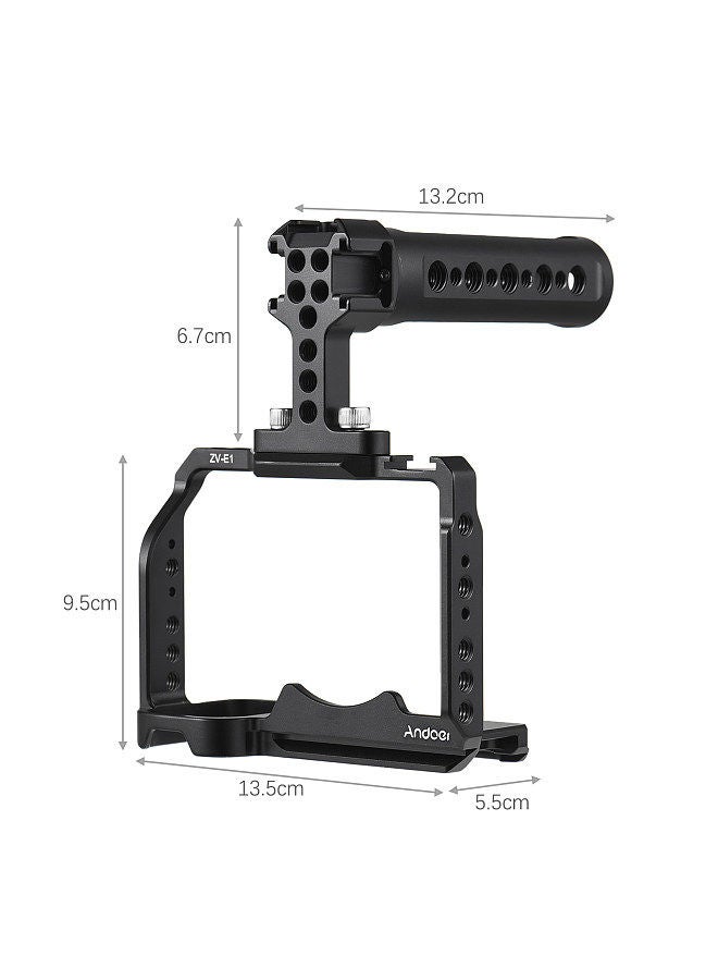 ANDOER Andoer Camera Cage + Top Handle Kit Aluminum Alloy Camera Video Cage with Cold Shoe Mounts Numerous 1/4 Inch Threads Replacement for Sony ZV-E1 Camera  - Image 2