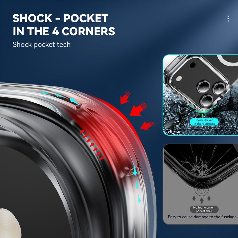 iPhone 17 pro Case Crystal Clear MagSafe, Magnetic Slim Shockproof Cover, Corner Air Pockets, 1.0mm Raised Camera/Screen, Wireless Charging Compatible, Lanyard Hole - Image 2