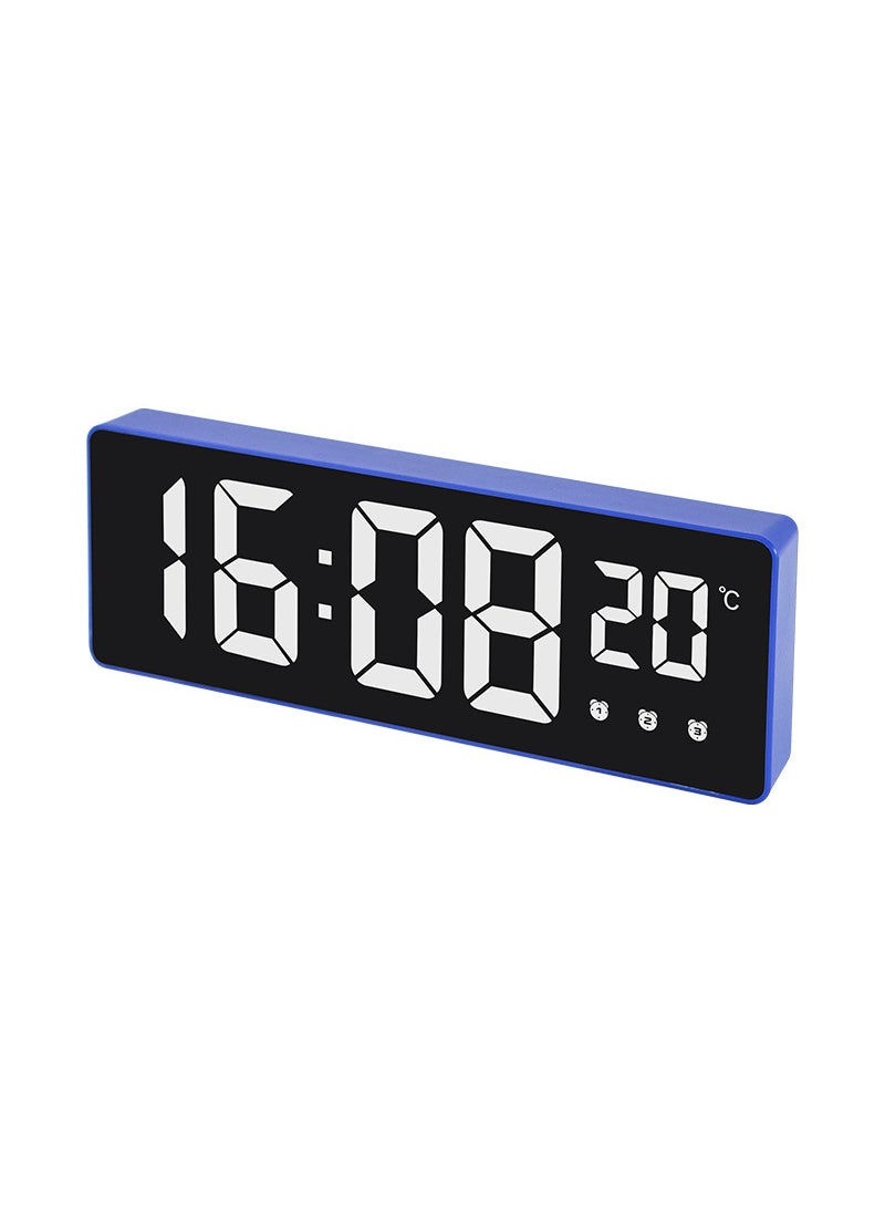Generic - Creative mirror clock mute LED electronic clock student three sets of alarm clock children bedside table clock 0715 JX015 blue shell white lamp - Image 1