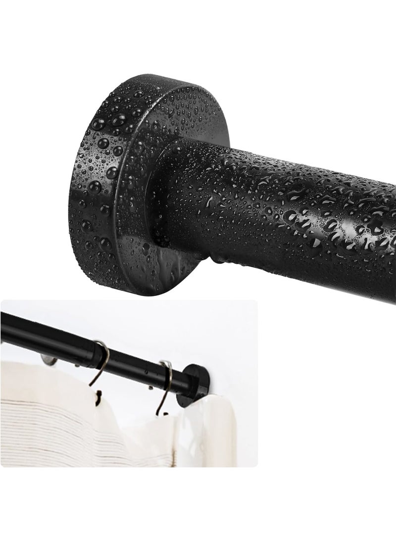 Tension Curtain Rod, 28-43 inch for windows or bathroom, No drilling black shower tension rod, Window Curtain Rod No Rust and Non Slip, Black, Classic Finial - Image 5