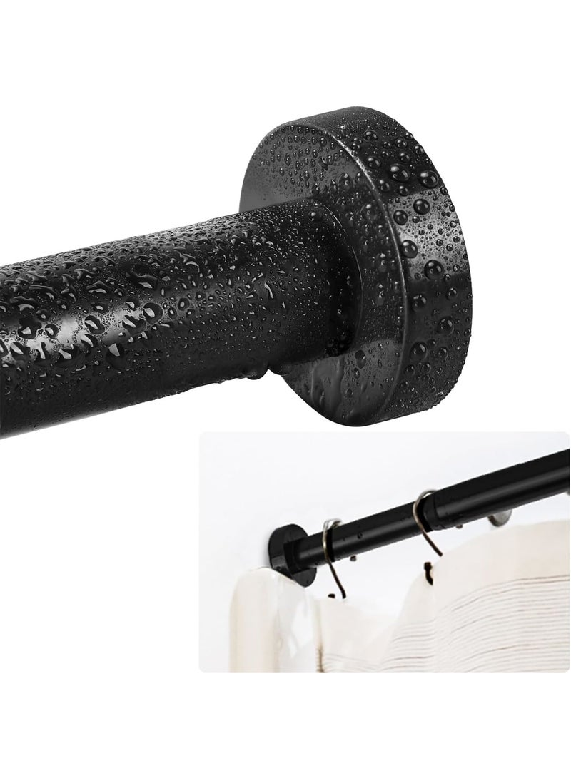Tension Curtain Rod, 28-43 inch for windows or bathroom, No drilling black shower tension rod, Window Curtain Rod No Rust and Non Slip, Black, Classic Finial - Image 1
