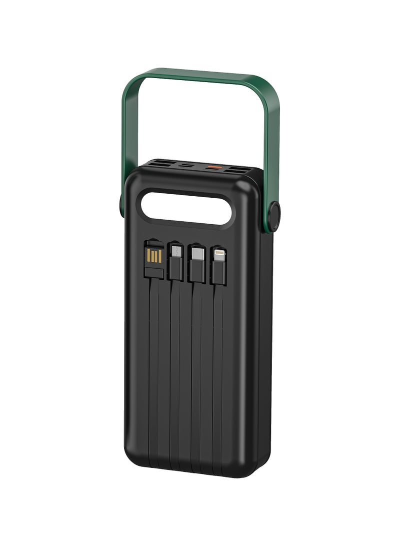 GREEN LION Solar Max 30000mAh PowerBank / Integrated Cables / Always on Display / 4 USB-A Ports / Type-C/Lightening/Micro Cable Output / USB-C/Lightening/Micro/USB Cable Input/ Polymer Battery Power Bank 30000 mAh - Black - Image 4