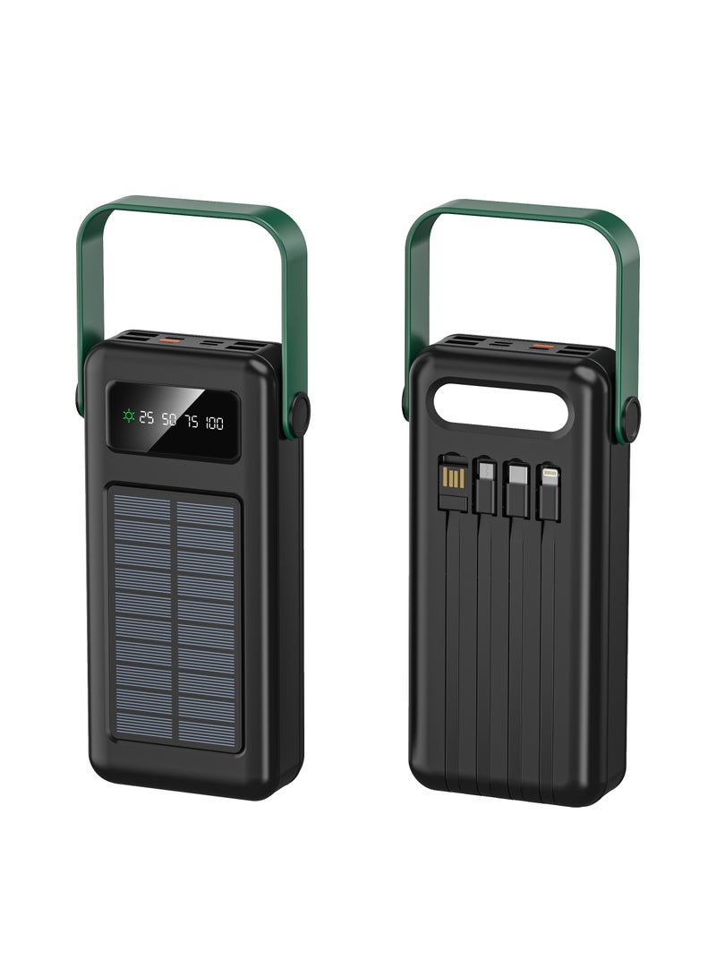 GREEN LION Solar Max 30000mAh PowerBank / Integrated Cables / Always on Display / 4 USB-A Ports / Type-C/Lightening/Micro Cable Output / USB-C/Lightening/Micro/USB Cable Input/ Polymer Battery Power Bank 30000 mAh - Black - Image 3