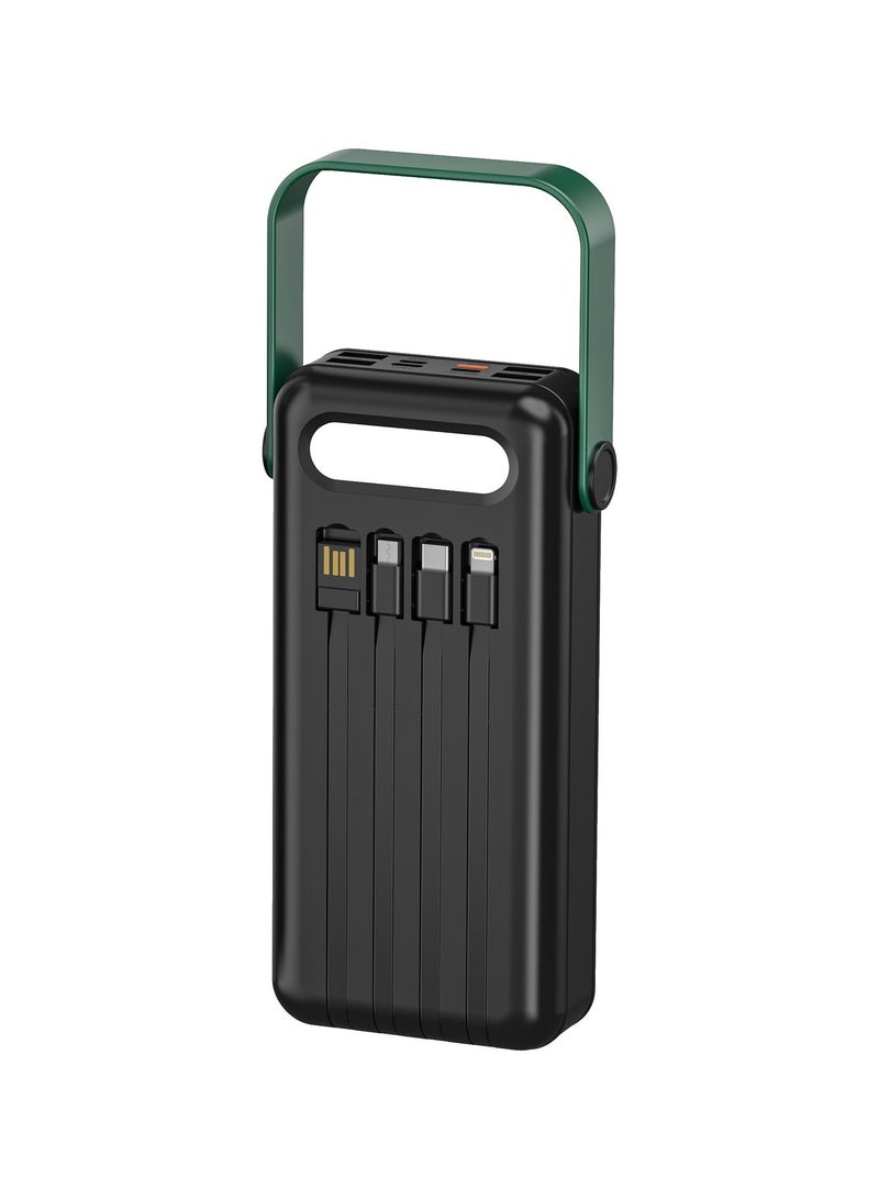 GREEN LION Solar Max 30000mAh Power Bank, Integrated Cables, Always on Display, 4 USB-A Ports, Type-C, Lightning, Micro Cable Output, USB-C, Lightning, Micro, USB Cable Input, Polymer Battery Power Bank 30000 mAh - Black - Image 4