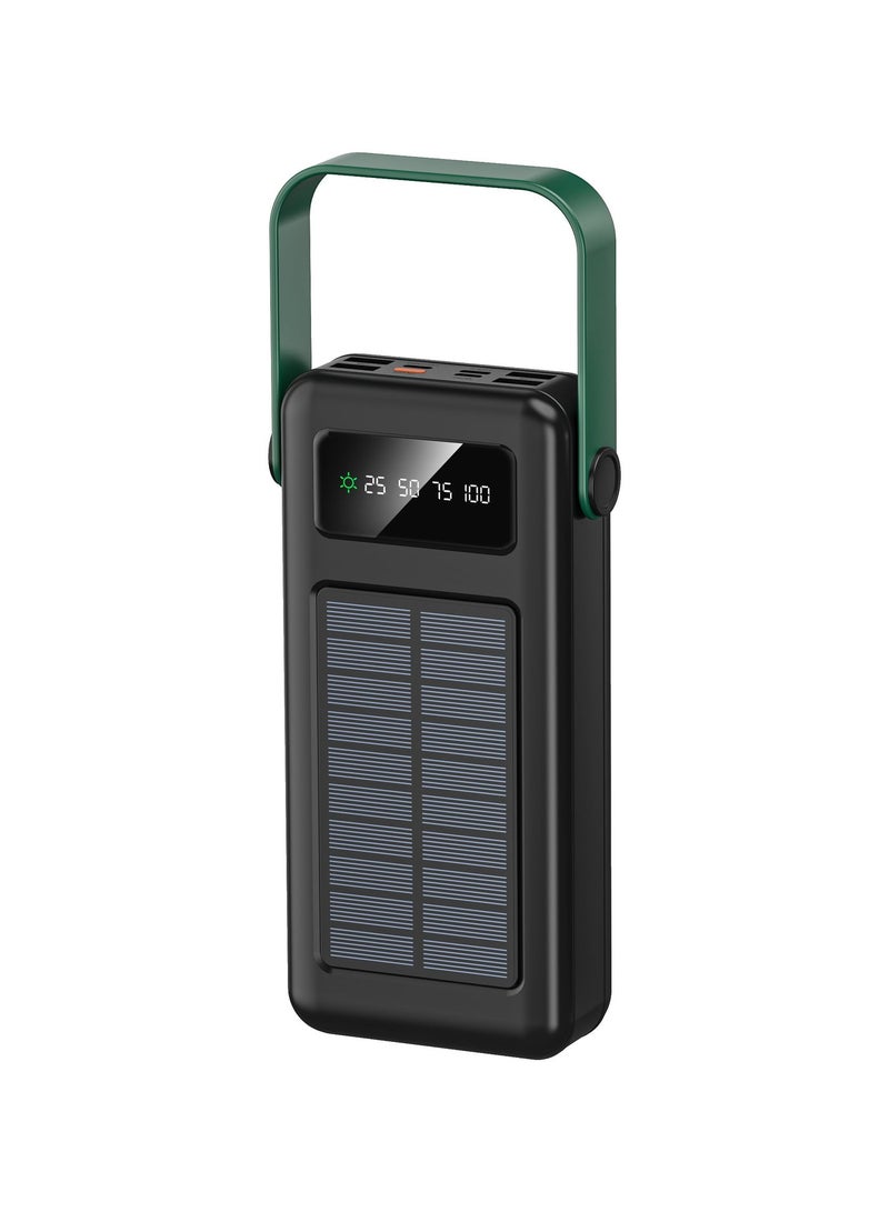 GREEN LION Solar Max 30000mAh Power Bank, Integrated Cables, Always on Display, 4 USB-A Ports, Type-C, Lightning, Micro Cable Output, USB-C, Lightning, Micro, USB Cable Input, Polymer Battery Power Bank 30000 mAh - Black - Image 2