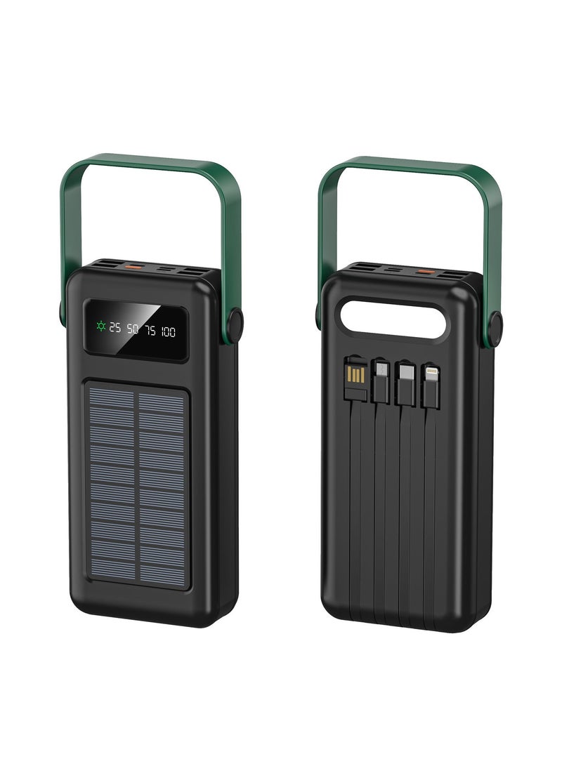 GREEN LION Solar Max 30000mAh Power Bank, Integrated Cables, Always on Display, 4 USB-A Ports, Type-C, Lightning, Micro Cable Output, USB-C, Lightning, Micro, USB Cable Input, Polymer Battery Power Bank 30000 mAh - Black - Image 3
