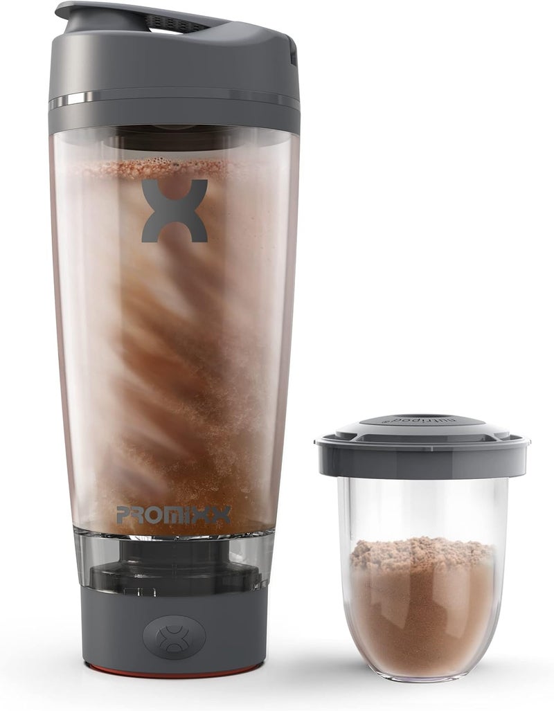 PROMIXX Electric Protein Shaker, Vortex Mixer With X-Blade Technology, 600Ml Bpa Free Blender Bottle, Durable And Easy Clean Sport Shaker, Graphite Grey - Image 1