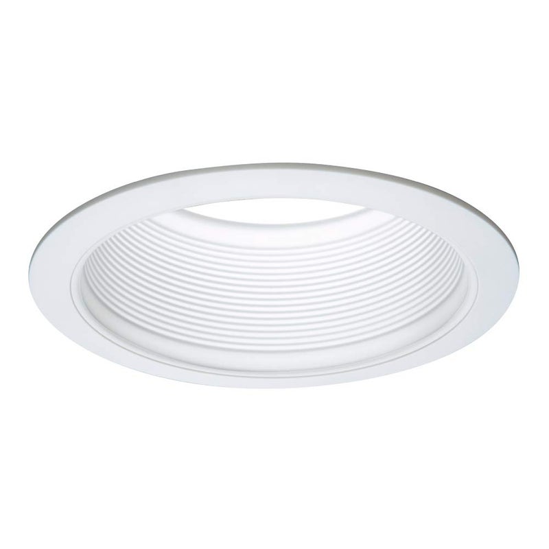 HALO E26 Series 6 in White Recessed Ceiling Light Fixture Trim with Tapered Baffle and White Ring Overlay