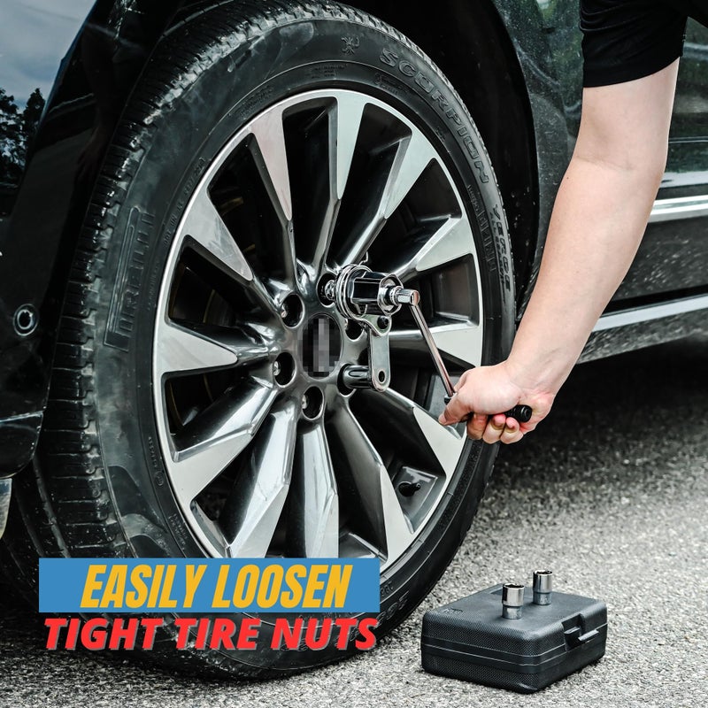 VQP Torque Multiplier Set 1/2â€ DR w/ 3 Sockets, Labor Saving Lug Nut Remover, Hand Lug Nut Wrench Kit, Portable Wrench Sockets Set (Max 680N/M, Upgraded 8-Point) - Image 2