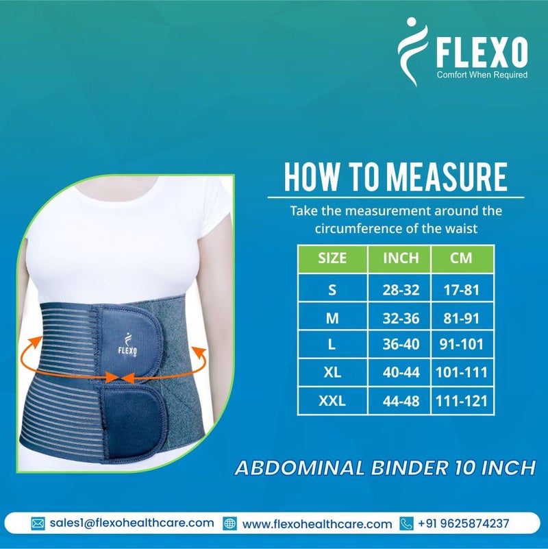 Flexo رباط البطن 10 بوصة | حزام دعم واسع للبطن والظهر السفلي للتعافي بعد الجراحة، علاج الفتق ورعاية السمنة | مثبت أساسي قابل للتعديل، (رمادي، S) - Image 3
