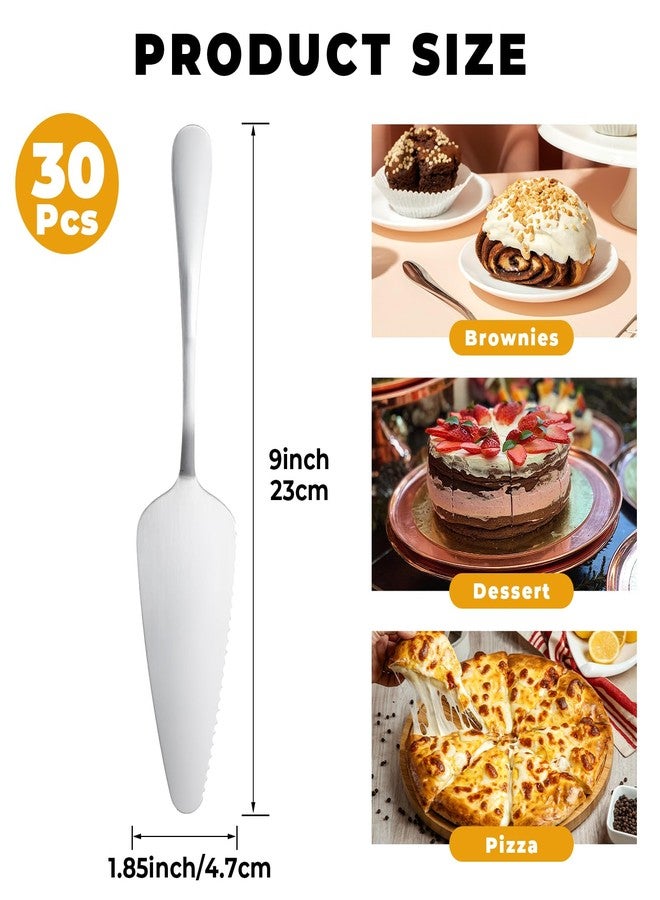 Tobeelec 30 Pcs Stainless Steel Cake Server, Pie Server Stainless Steel Cake Pie Pastry Server Rustic Cake Server l Pie Spatula Pie Serving Utensil for Pizza Dessert Cheese Cutting, 9 Inches, Silver - Image 2