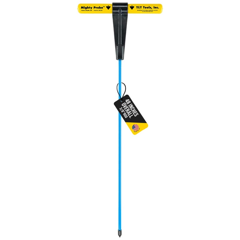 T & T Tools T&T Tools Mighty Probe Insulated Metal Soil Probe - Probing Rod, T-Handle Steel Rods, Landscaping Tools (1, 48-Inch Long Overall w/ 3/8" Metal Round Rod) - Image 1