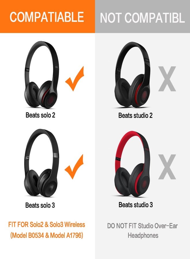 G GVOEARS وسادات أذن بديلة من Gvoears لسماعات Beats Solo 3، وسادات أذن لسماعات Beats Solo 2 و Solo 3 اللاسلكية/السلكية، لا تناسب سماعات Beats Studio فوق الأذن، مع لاصق 3M أقوى، وسماكة إضافية (أسود) - Image 2