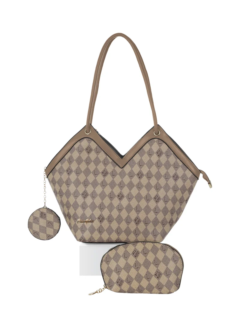 PARAJOHN Para John Women Handbag Set – PU Leather Tote Bag with Matching Pouch & Coin Purse, Pattern Design