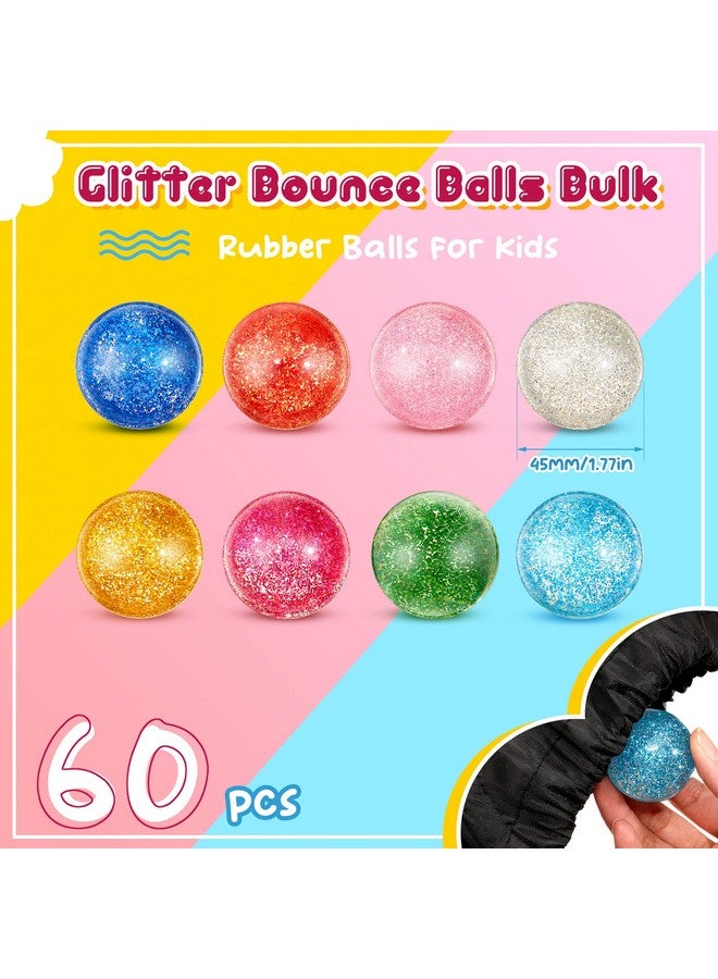 Shappy Shappy 60 Pcs 45 mm Large Bouncy Balls Glitter Bounce Ball Bulk with Storage Bag Large Bouncy Balls for Goodie Bag Fillers Birthday Party Favors, Assorted Colors(Classic)  - Image 2