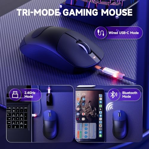 MAMBASNAKE Attack Shark X8 PRO 8K Wireless Gaming Mouse,PAW3395PRO 40K DPI Sensor,Tri-Mode Broadcom BK52820 Chip,Superlight Ergonomic Mouse for Large Hands,Cloud-Based Software,for Win/Mac(Black&Tape) - Image 5
