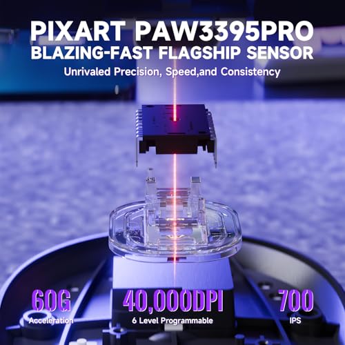 MAMBASNAKE Attack Shark X8 PRO 8K Wireless Gaming Mouse,PAW3395PRO 40K DPI Sensor,Tri-Mode Broadcom BK52820 Chip,Superlight Ergonomic Mouse for Large Hands,Cloud-Based Software,for Win/Mac(Black&Tape) - Image 3