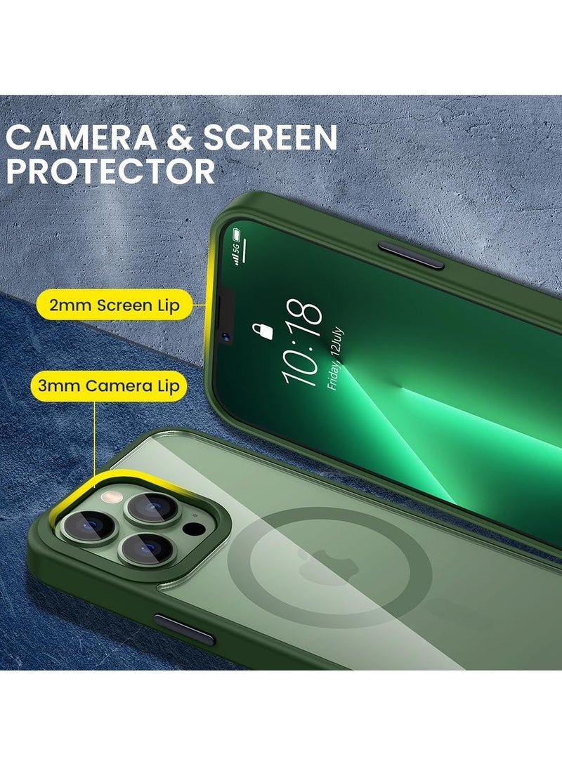 Denx Magnetic Case for iPhone 15 Pro [Shockproof & Slim] Clear Hard Back Cover with high-Grade Protection | Green - Image 4