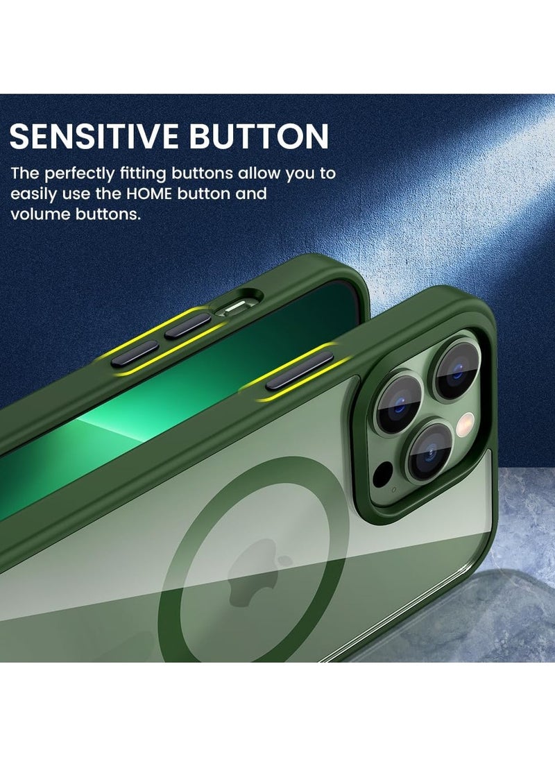 Denx Magnetic Case for iPhone 15 Pro [Shockproof & Slim] Clear Hard Back Cover with high-Grade Protection | Green - Image 5