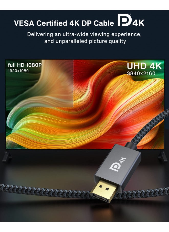 ivanky - IVANKY VESA Certified DisplayPort Cable, 6.6ft DP Cable 1.2,[4K@60Hz, 2K@165Hz, 2K@144Hz], Gold-Plated Braided High Speed Display Port Cable 144Hz, for Gaming Monitor, Graphics Card, TV, PC, Laptop - Image 1