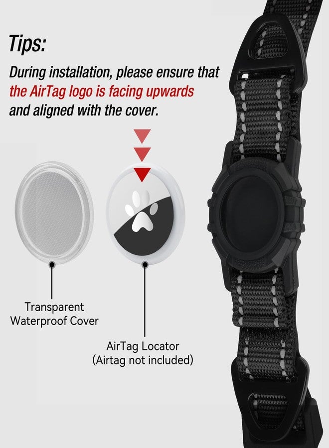 Joytale Airtag Dog Collar, Reflective Pet Collar with Waterproof AirTag Holder, Dual D-Rings, Soft Padded Adjustable for Small Dogs, Black, S - Image 3