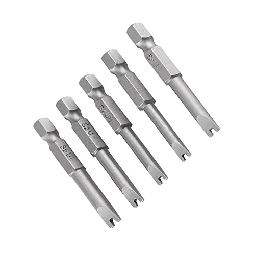 Fongmore 5 Pcs 1/4" Hex Shank Alloy Steel U Shape Magnatic Screwdriver Drill Bits Set Spanner Screwdriver Bits U4 U5 U6 U7 U8 50MM Length - Image 1